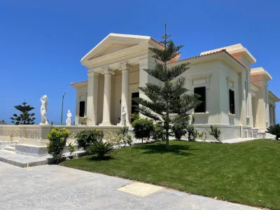 A photo of one of the buildings in the grounds of the Montaza Palace in Alexandria, Egypt