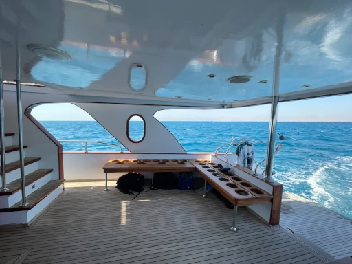 Photo of the view from a large boat on a trip to the islands of Hurghada, Red Sea area of Egypt