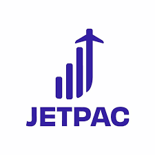 Jetpac logo in blue with blue text on a white background. linking to the Jetpac website for eSIM deals for travellers